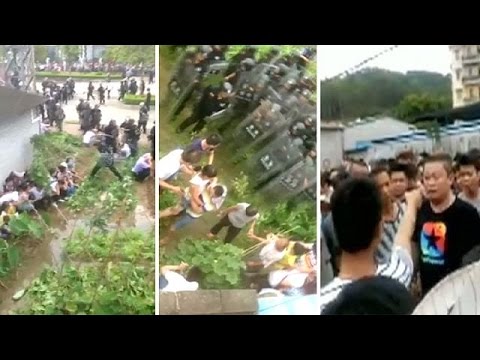 شاهد اعتقالات اثر مظاهرات ضد انشاء مكب للقمامة في مدينة تشاوتشينج