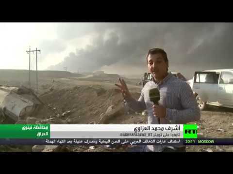 بالفيديو تنظيم داعش يحرق آبارا نفطية جنوب الموصل