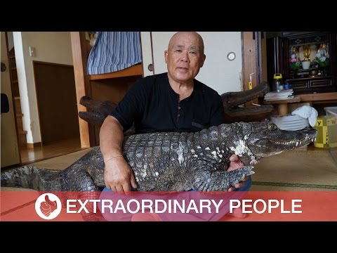 صداقة غريبة ونادرة بين مواطن ياباني وتمساح