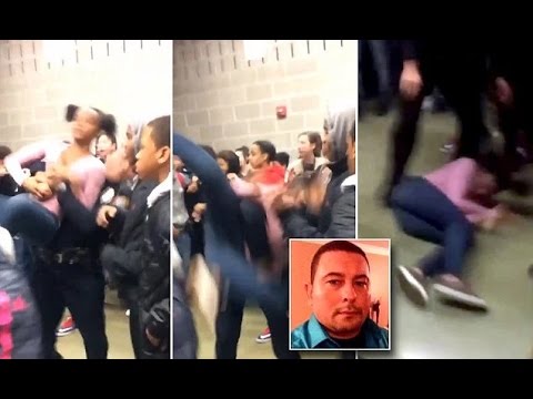 شاهد لحظة اعتداء شرطي على طالبة وطرحها أرضًا