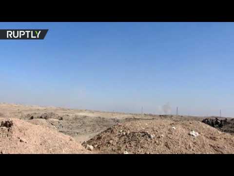 بالفيديو الجيش السوري يستهدف مسلحي داعش في دير الزور