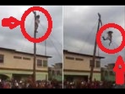 شاهد لحظة سقوط رجل من إرتفاع 10 أمتار بعد محاولة تجسيد المسيح